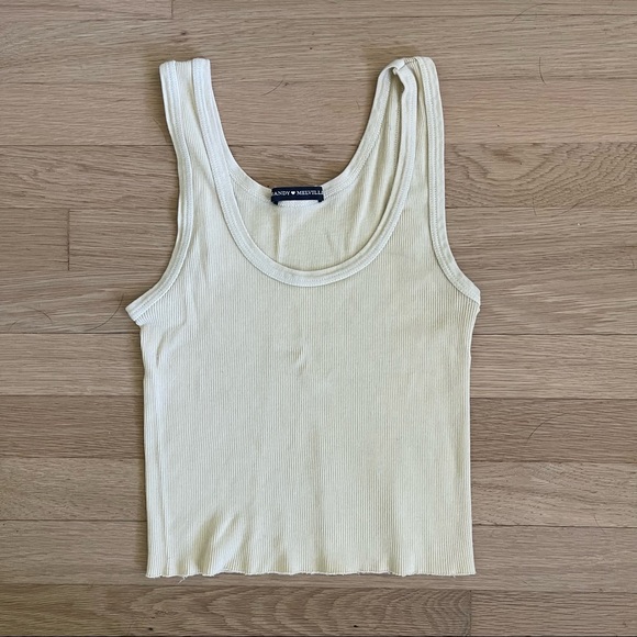 Brandy Melville Tops - Pale Yellow Brandy Melville Ribbed Tank Top